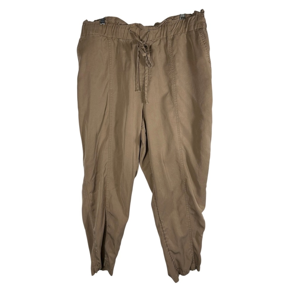 A New Day Women XL Tan Lyocell Jogger Pants Elastic Drawstring Waist High Rise